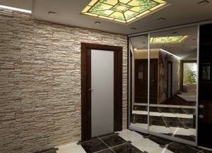 дизайн коридора и зала отделка камнем