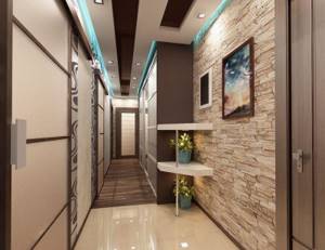 дизайн коридора с отделкой декоративным камнем