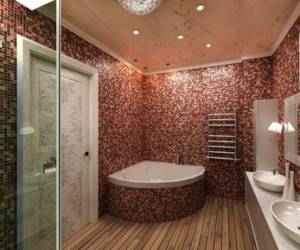 комбинированная отделка ванной комнаты плитка и мозаика