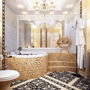 отделка ванной комнаты плиткой и мозаикой