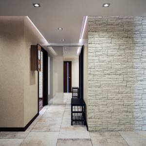 дизайн коридора декоративным камнем
